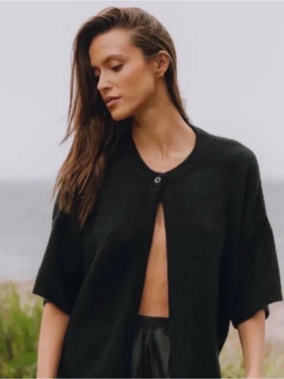 Daily Drills Black Short-Sleeve Cardigan
